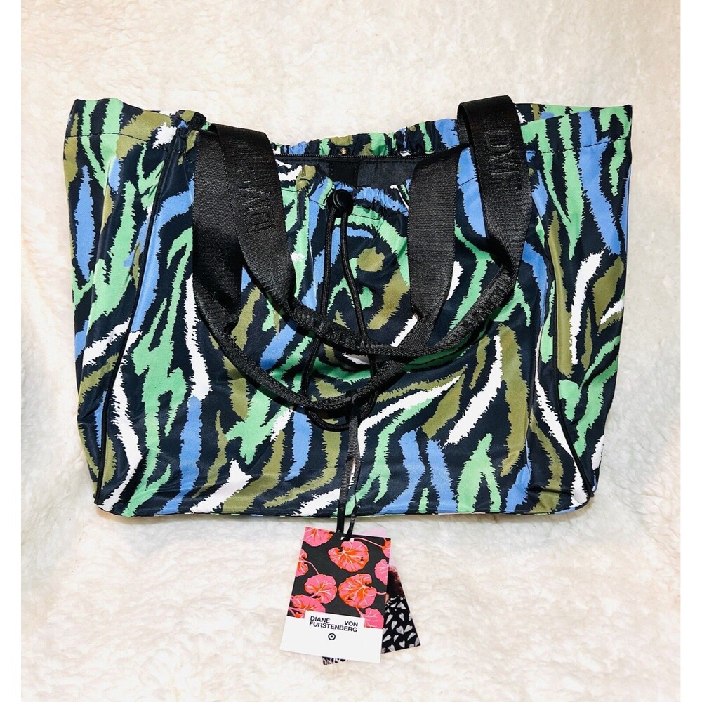 Disco Zebra Green Tote Bag - DVF - Diane von Furstenberg - New - Picture 2 of 5